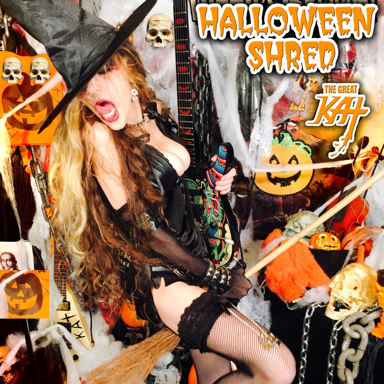 &quot;HALLOWEEN SHRED&quot; NEW 20-SONG HALLOWEEN CD Album (33 min.) by GREAT KAT! PERSONALIZED AUTOGRAPHED by GREAT KAT! Feat. In The Hall Of The Mountain King, A-Hunting We Will Go For Halloween Candy &amp; MORE