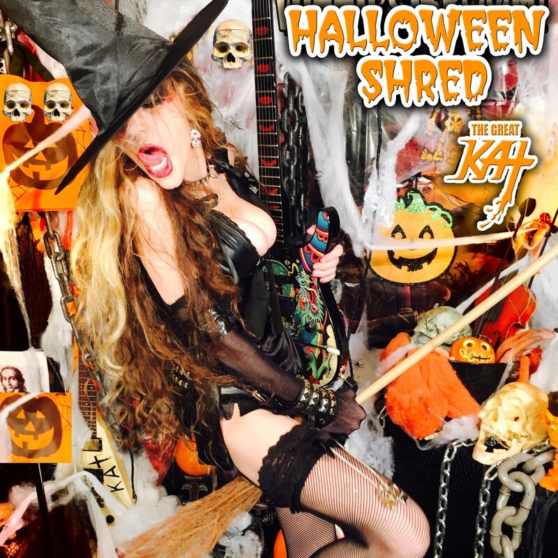 &quot;HALLOWEEN SHRED&quot; NEW 20-SONG HALLOWEEN CD Album (33 min.) by GREAT KAT! PERSONALIZED AUTOGRAPHED by GREAT KAT! Feat. In The Hall Of The Mountain King, A-Hunting We Will Go For Halloween Candy &amp; MORE