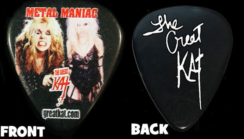 OFFICIAL GUITAR PICKS & STRAPS & NECKLACES! THE GREAT KAT Guitar Picks! Celluloid XHeavy Gauge Guitar Pick-Signed by Great Kat! (Straps, Earrings, Necklace Cost is Extra) OFFICIAL GUITAR PICKS & STRAPS & NECKLACES! THE GREAT KAT Guitar Picks! Celluloid XHeavy Gauge Guitar Pick-Signed by Great Kat! (Straps, Earrings, Necklace Cost is Extra)