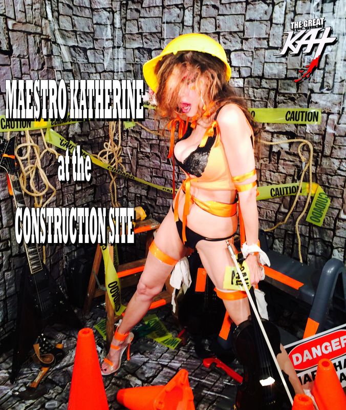 "MAESTRO KATHERINE AT THE CONSTRUCTION SITE" HOT KAT 8x10 Glossy Color Photo! Personalized Autographed by THE GREAT KAT to Customer! "MAESTRO KATHERINE AT THE CONSTRUCTION SITE" HOT KAT 8x10 Glossy Color Photo! Personalized Autographed by THE GREAT KAT to Customer!