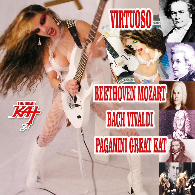 "VIRTUOSO Beethoven Mozart Bach Vivaldi Paganini Great Kat" NEW 20-SONG Virtuoso CD Album (36 Min.) by GREAT KAT! Mozart’s Confutatis, Beethoven’s Serioso &amp; MORE!PERSONALIZED SIGNED by KAT to Customer