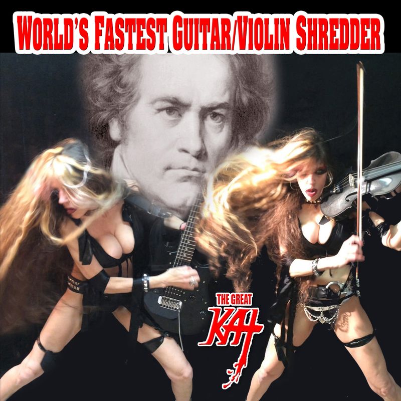 “WORLD’S FASTEST GUITAR/VIOLIN SHREDDER” NEW 23-SONG SHREDDER CD Album (40 Min) by GREAT KAT! Feat. 99 Bottles Of Beer, B-I-N-G-O, BEETHOVEN, MOZART &amp; MORE! PERSONALIZED SIGNED by KAT to Customer