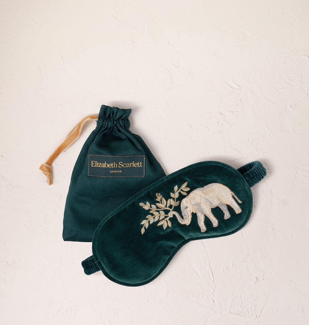 Elephant Herd Emerald Velvet Eye Mask