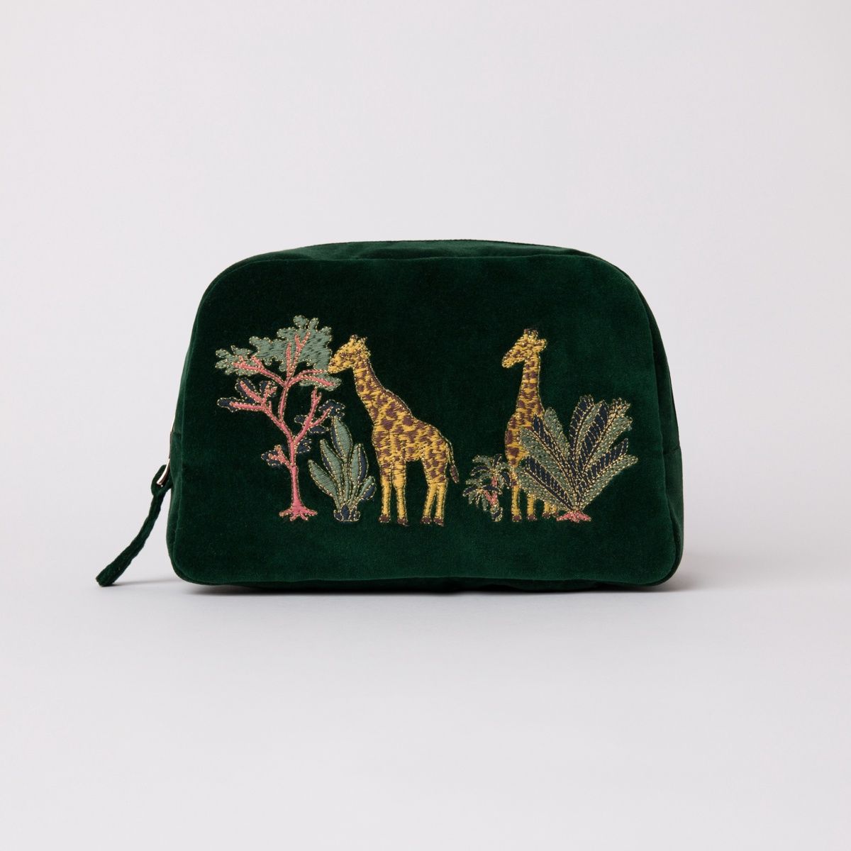 Giraffe Forest Velvet Make-up Bag / 13x20cm