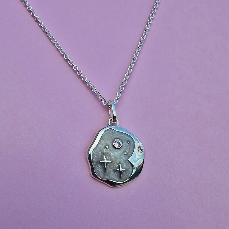 PINK OPAL AND PEARL ENAMEL STARRY NIGHT NECKLACE / Congo