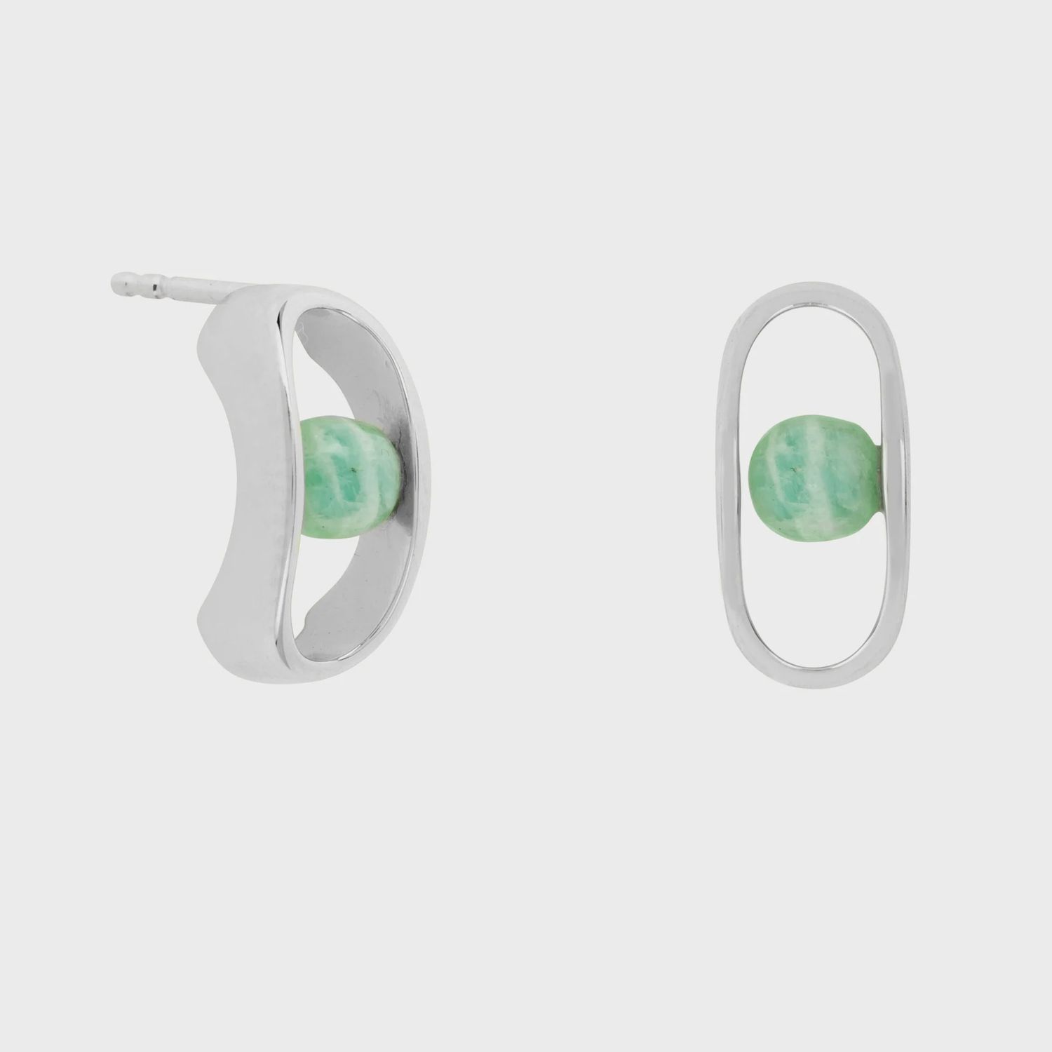 AMAZONITE STUD EARRINGS SILVER/ Sri Lanka