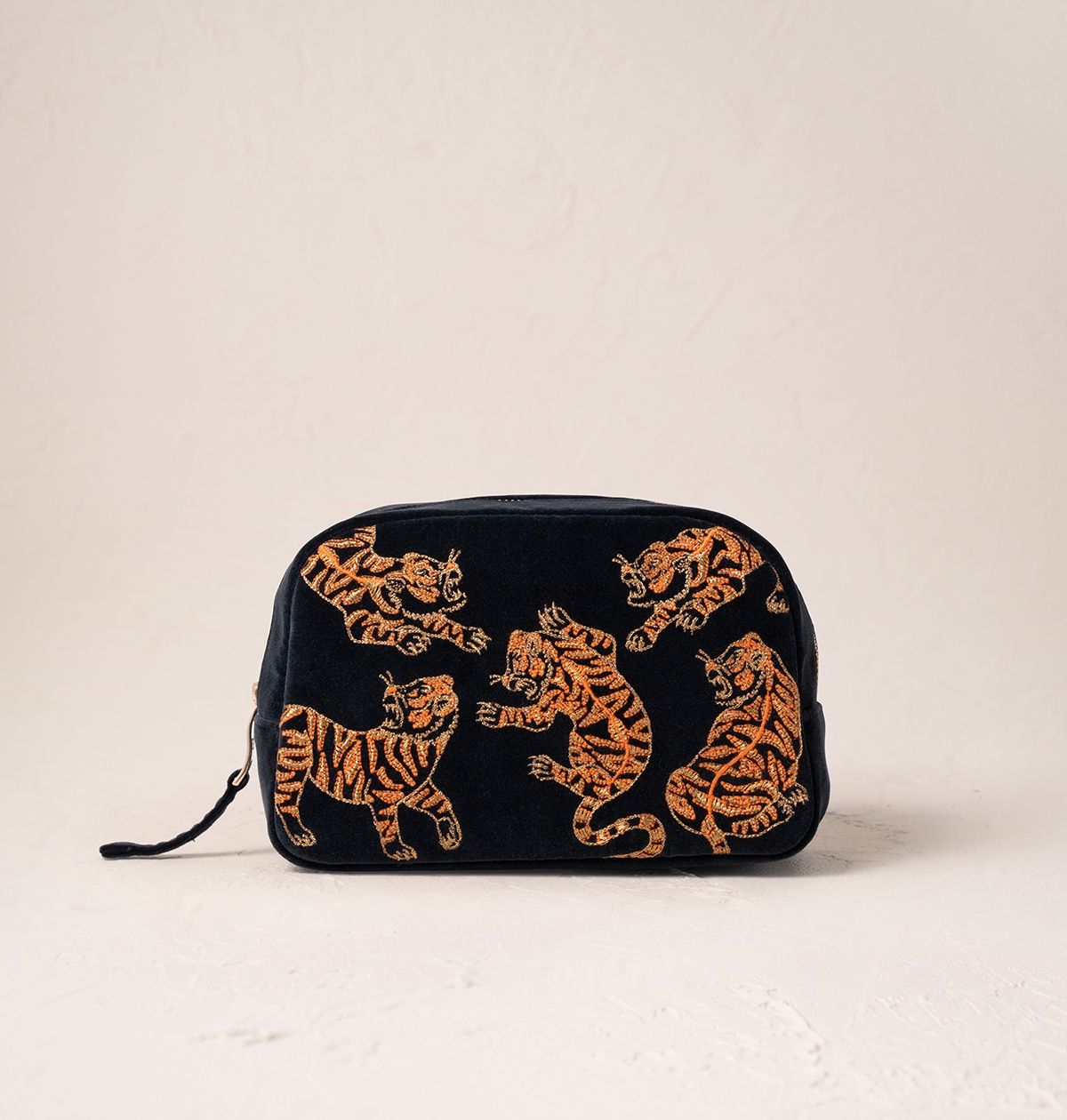 Wild Tiger Charcoal Velvet Makeup Bag
