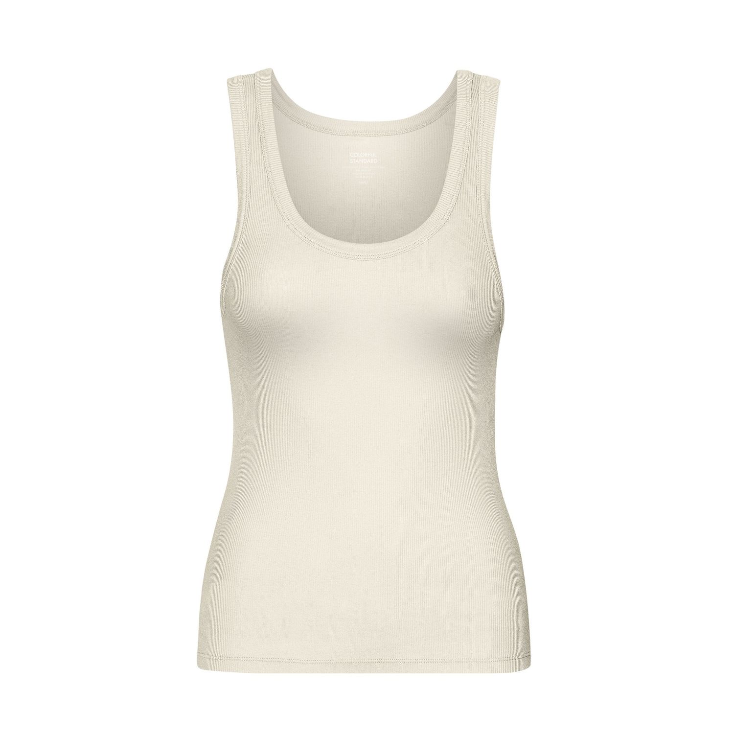 Women Organic Rib Tank Top, Size: XS, Colour: Ivory White