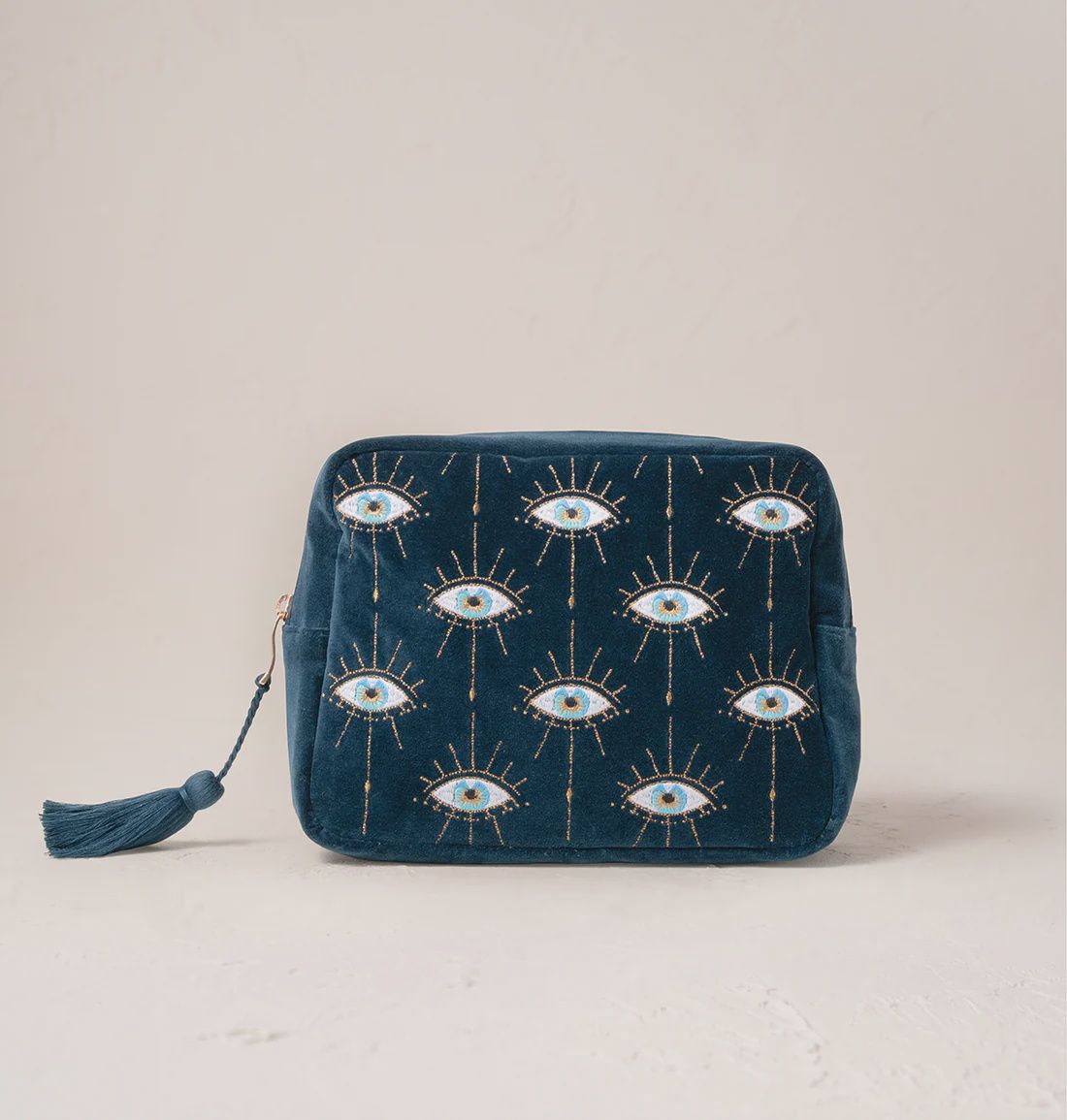 Mystical Eye Ink Blue Velvet Wash Bag / 18x23cm