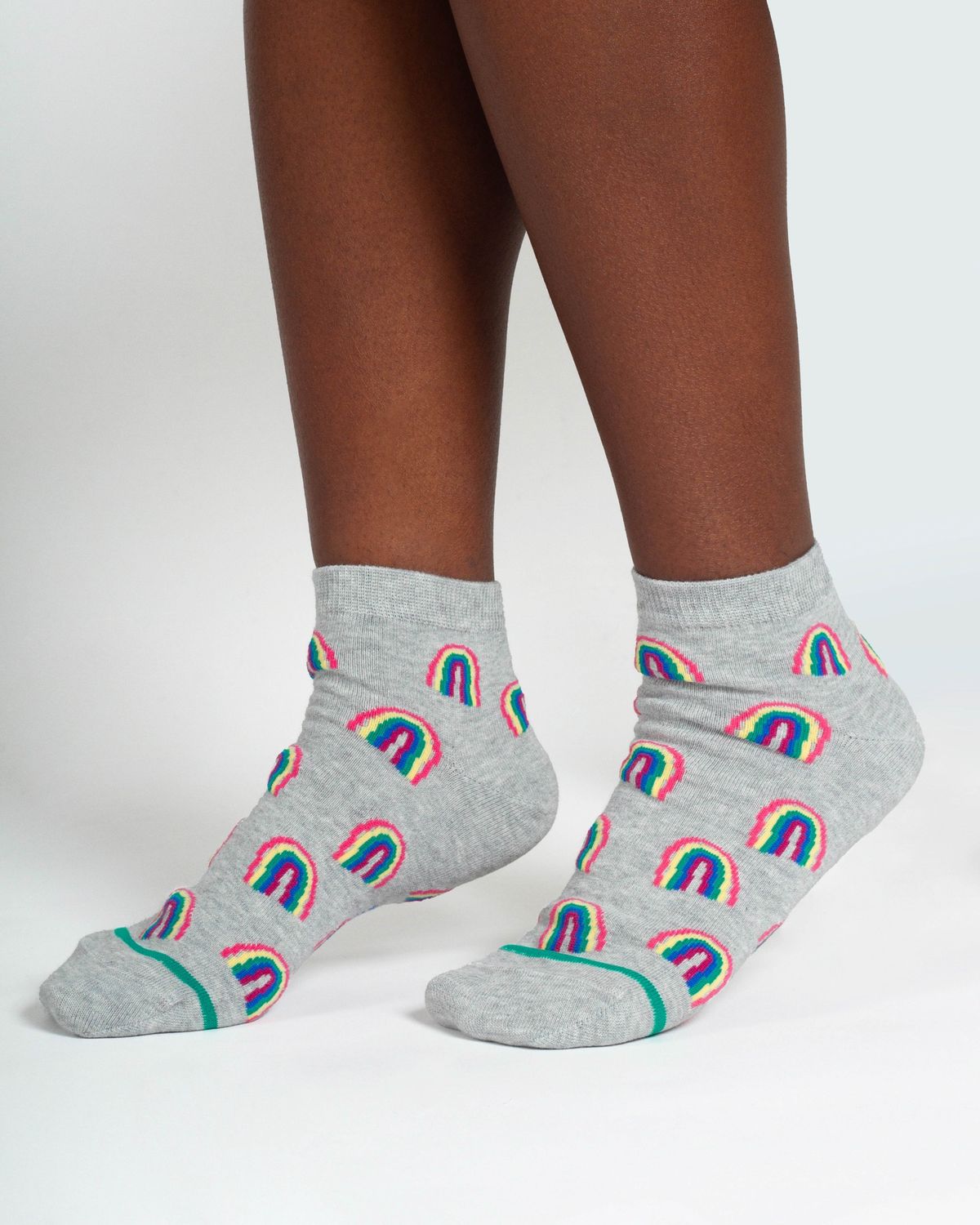 Rainbow Short Bamboo Ankle Socks Grey multi