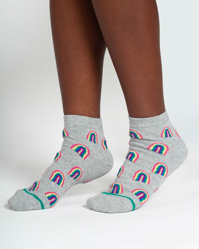 Rainbow Short Bamboo Ankle Socks Grey multi