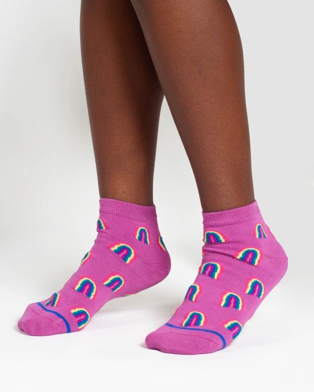 Rainbow Short Bamboo Ankle Socks- Purple multi