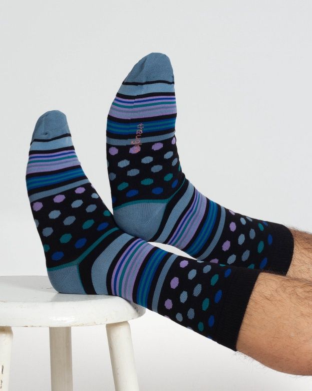 Spots &amp; Stripes Bamboo Gift Box of 4 Socks -  Green Multi