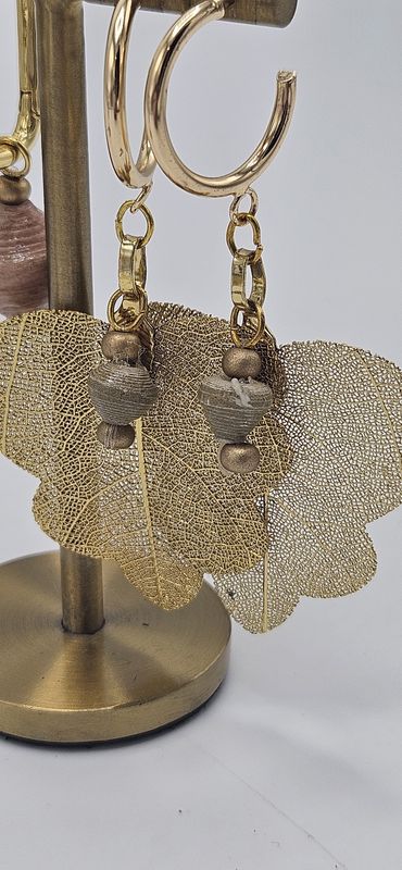 Large Gold Leaf Earring