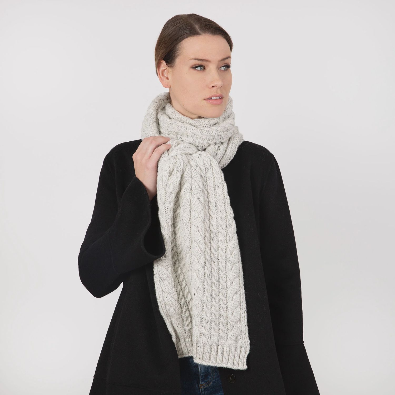 4-2856 Cable Knit Marl Scarf