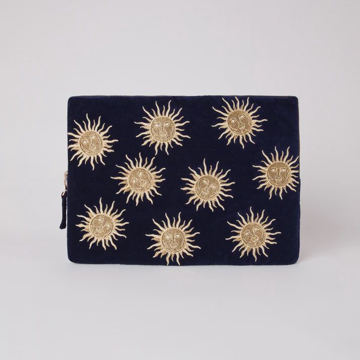 Sun Goddess Laptop Case/ Navy Velvet 28x38cm