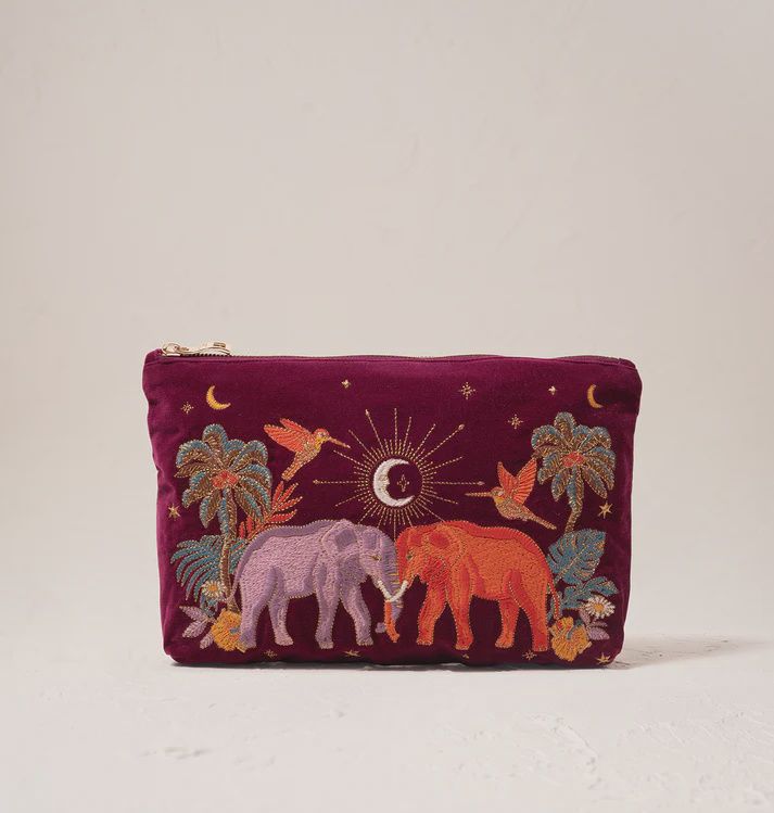 Enchanted Elephants Ruby Velvet Everyday Pouch