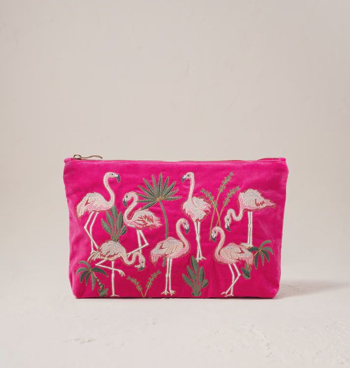 Flamingos Pink Velvet Everyday Pouch