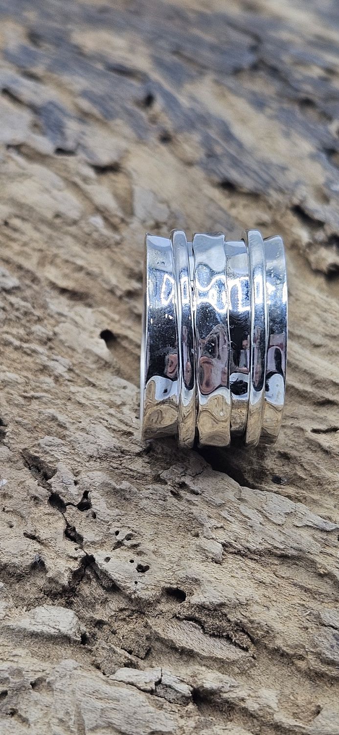 Ostara Sterling Silver 3 Ring Hammered Design