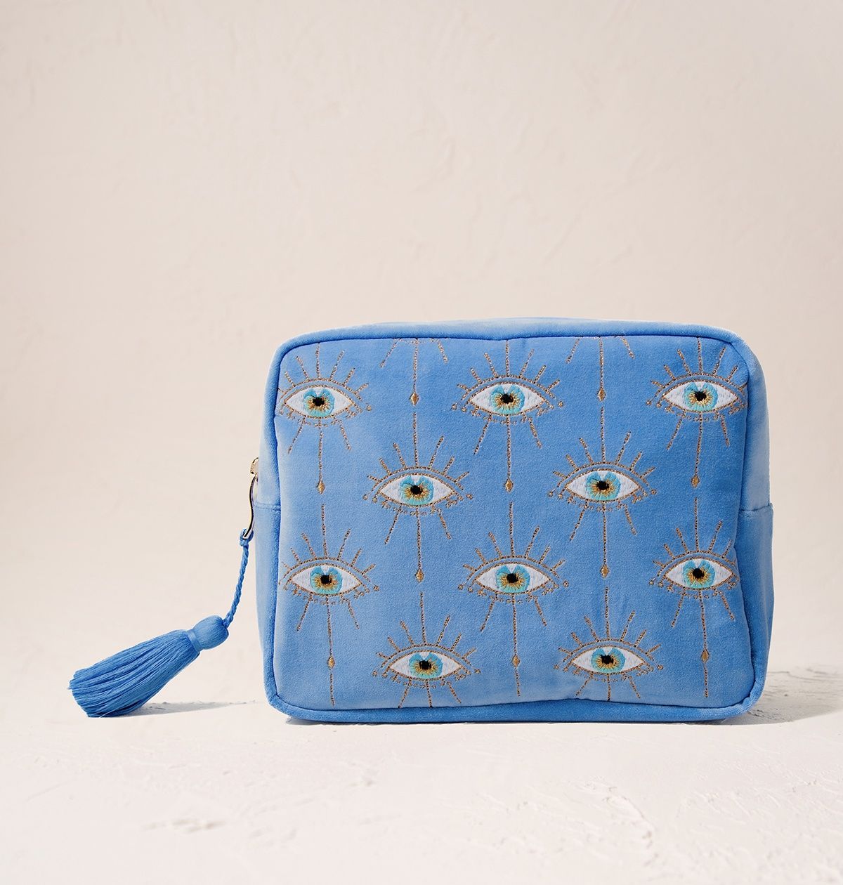 Mystical Eye Caribbean Blue Velvet Wash Bag