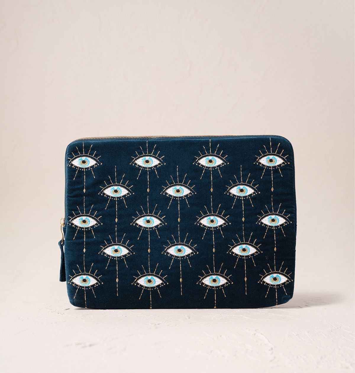 Mystical Eye Velvet Laptop Case Large - Ink Blue