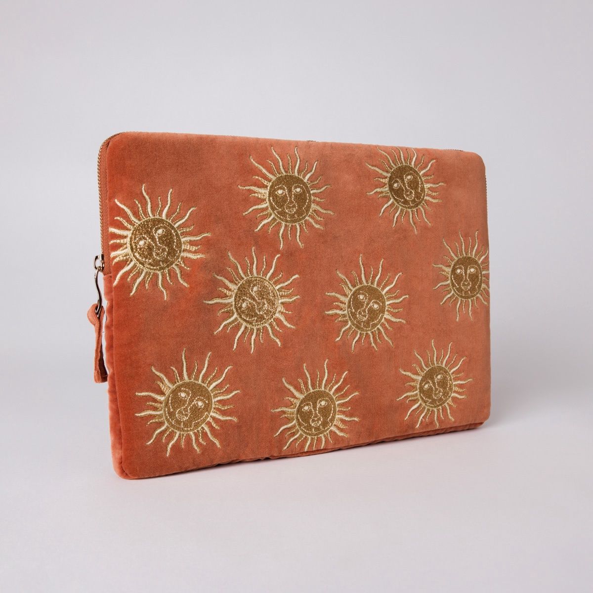 Sun Goddess Velvet Laptop Case Small - Rust