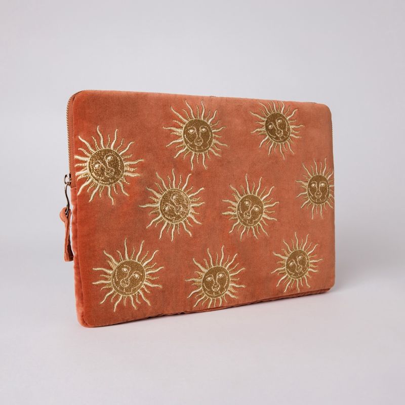 Sun Goddess Velvet Laptop Case Small - Rust