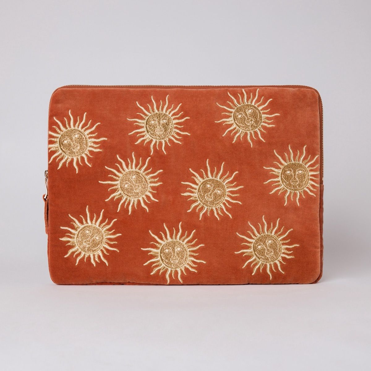 Sun Goddess Velvet Laptop Case Large - Rust