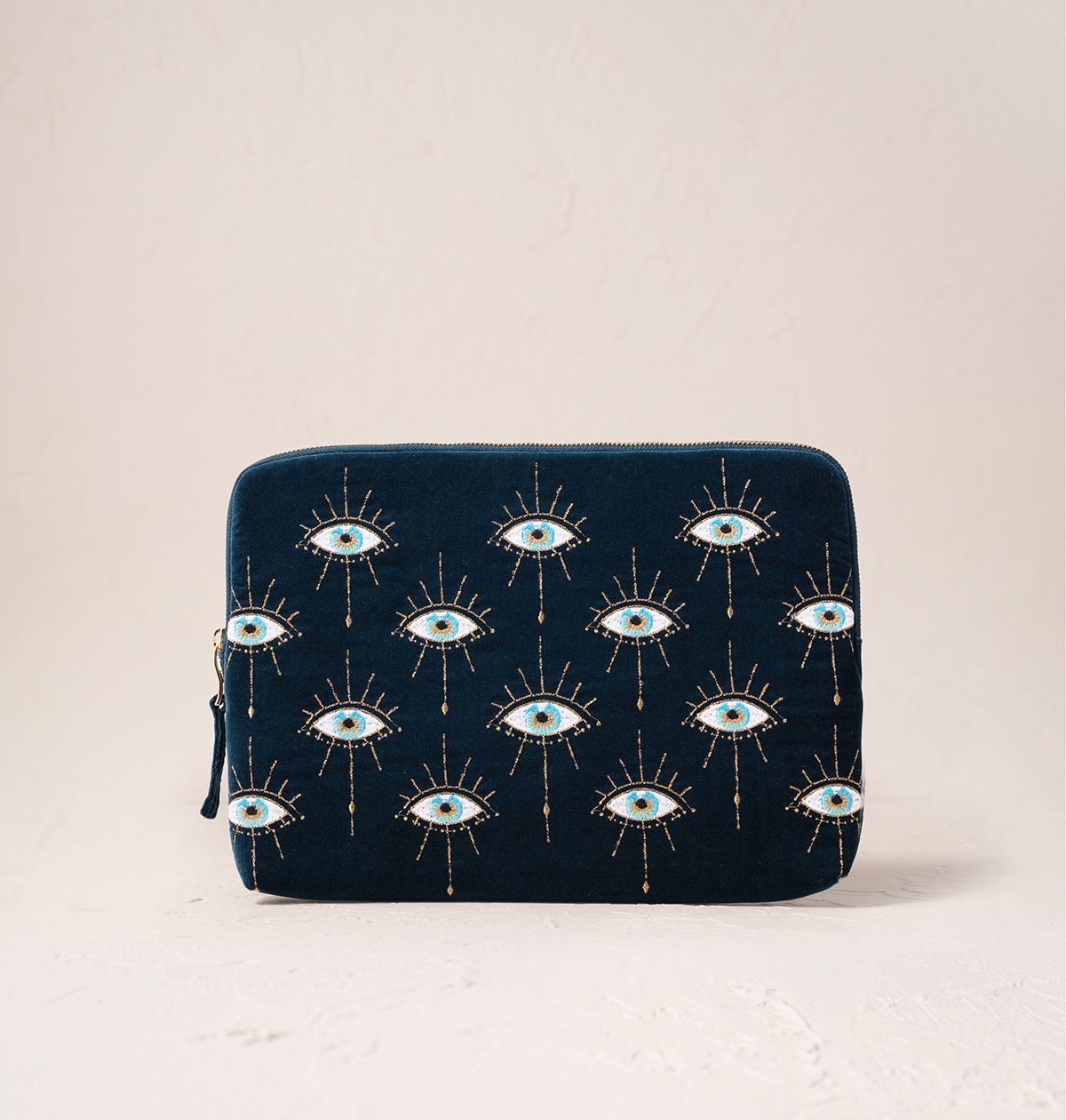 Mystical Eye Velvet Laptop Case Small - Ink Blue