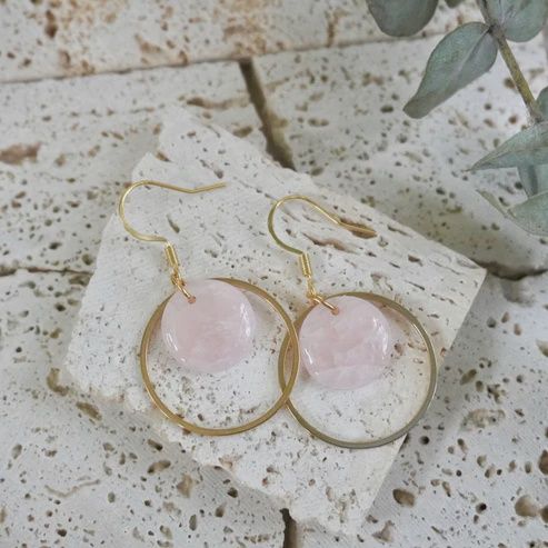Hook Hoop, Colour: Gold- Rose Quartz