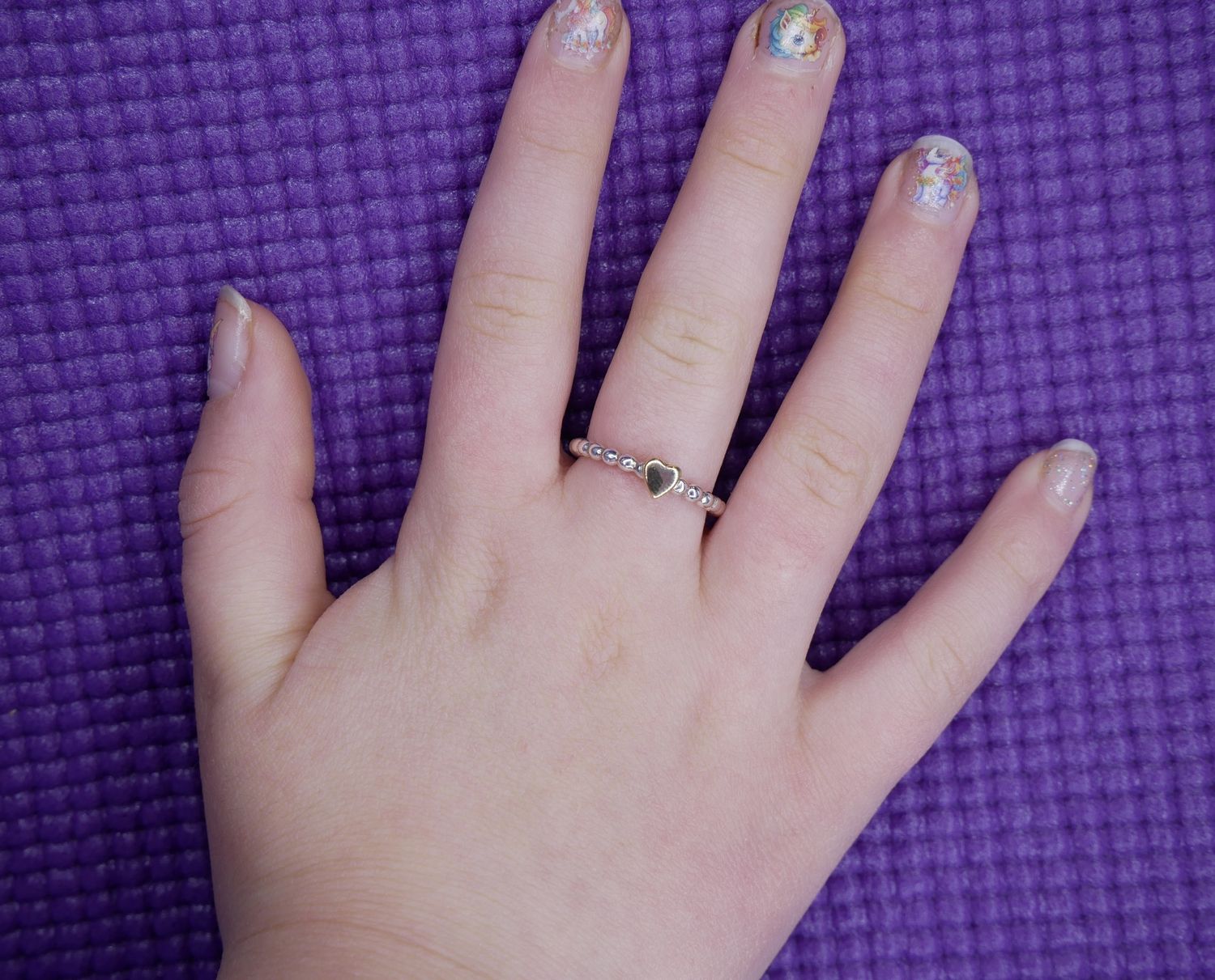 NADAIR Silver beaded ring with brass heart detail