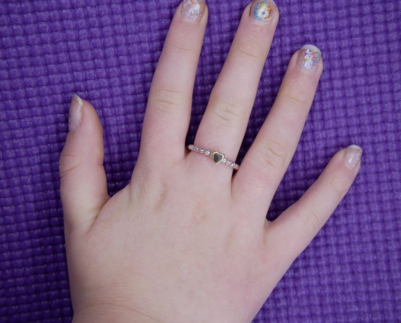 NADAIR Silver beaded ring with brass heart detail