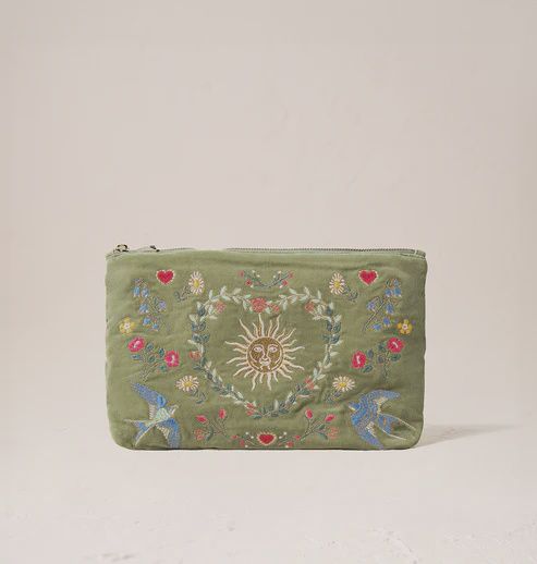 Earth Goddess Olive Velvet Everyday Pouch