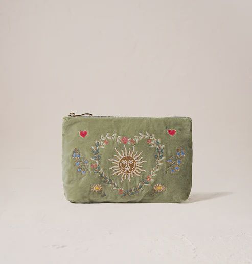 Earth Goddess Olive Velvet Mini Pouch