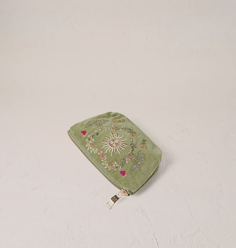 Earth Goddess Olive Velvet Coin Purse