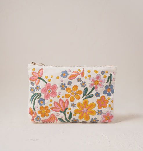 Flower Power Cream Velvet Everyday Pouch