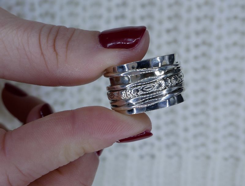 NADAIR Silver Thick Band 5 Silver Rings