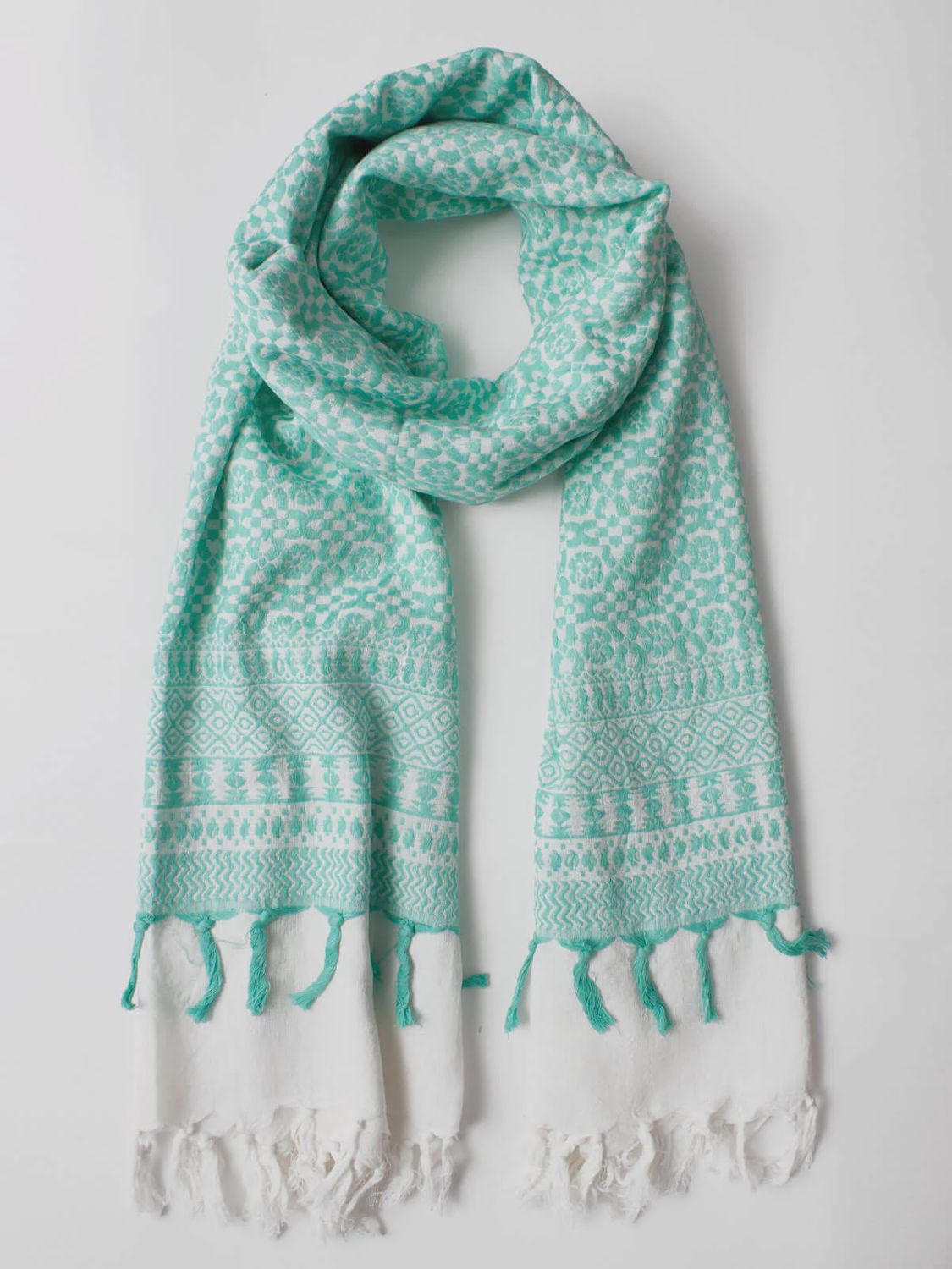 Bohemia Embroidered Scarves, Colour: Mint