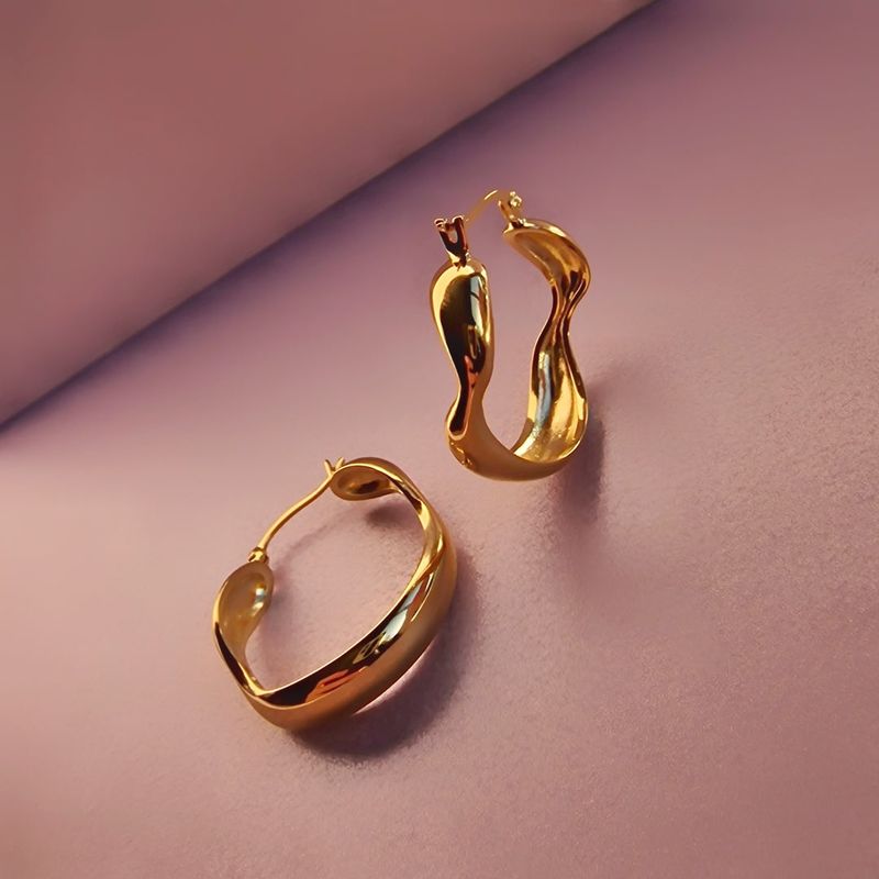 GOLD LARGE WATER HOOP EARRINGS