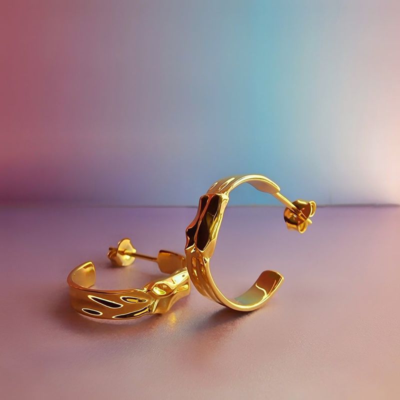 GOLD ORGANIC CRESCENT HOOPS