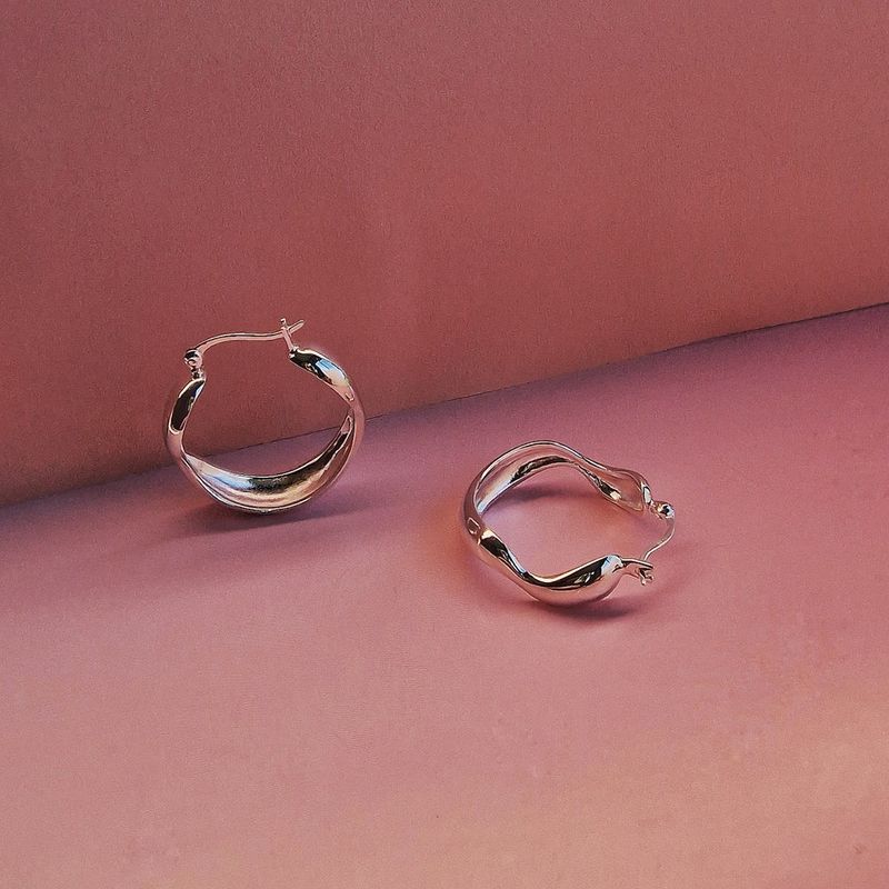 SILVER LARGE WATER HOOP EARRINGS