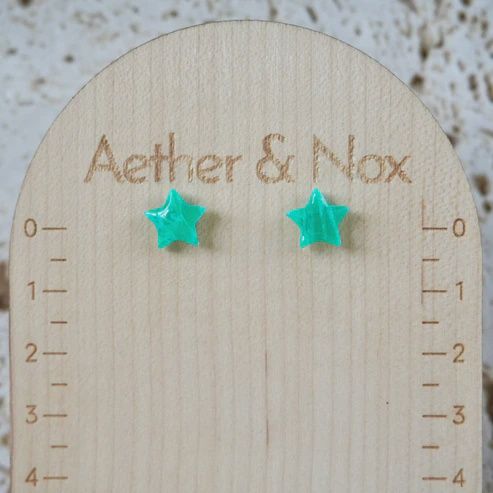 Star Studs, Colour: Jade Green