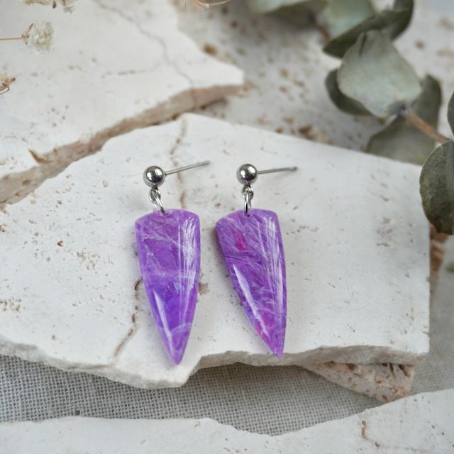 Stud Shard, Colour: Silver- Charoite Purple