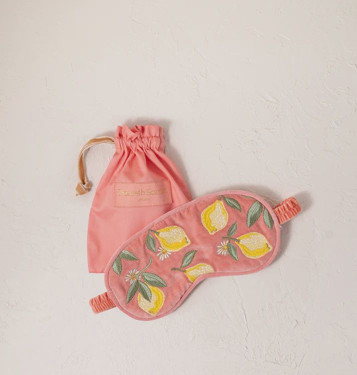 Lemon Blossom Coral Velvet Eye Mask