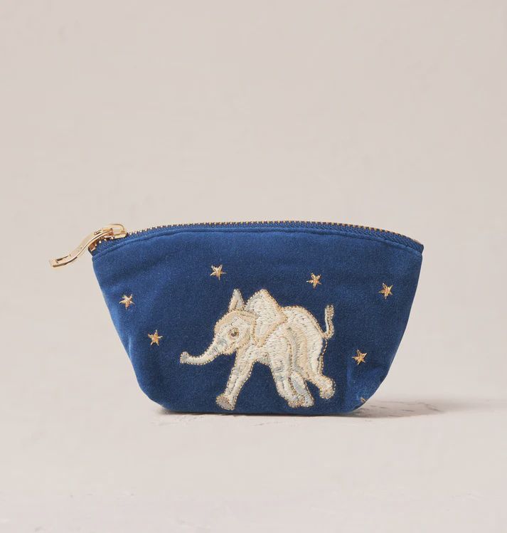 BabyElephantCoinPurseNavyVelvet/16x10cm