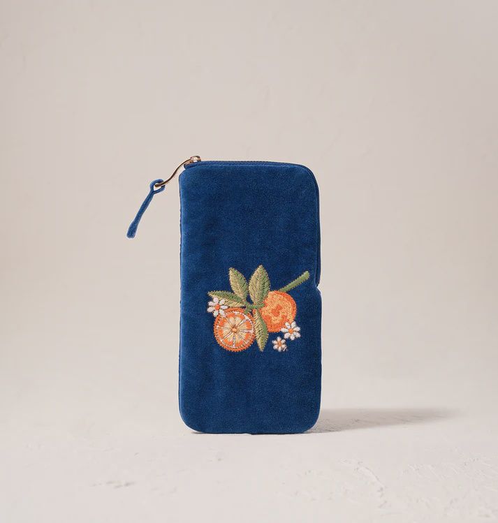 Orange Blossom Cobalt Velvet Glasses Case