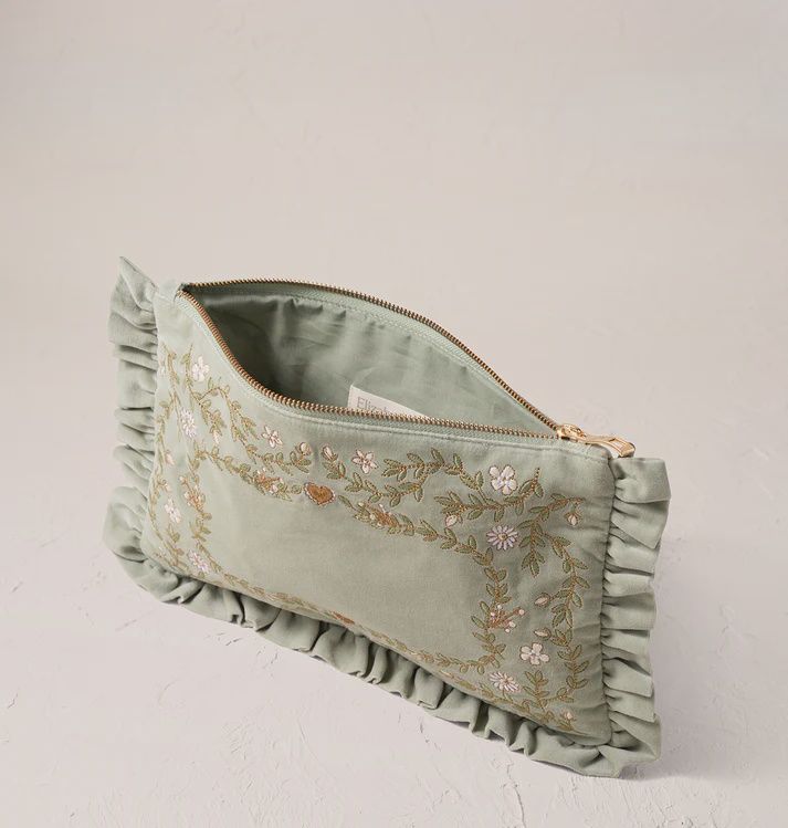 Mediterranean Garden Sage Velvet Everyday Pouch