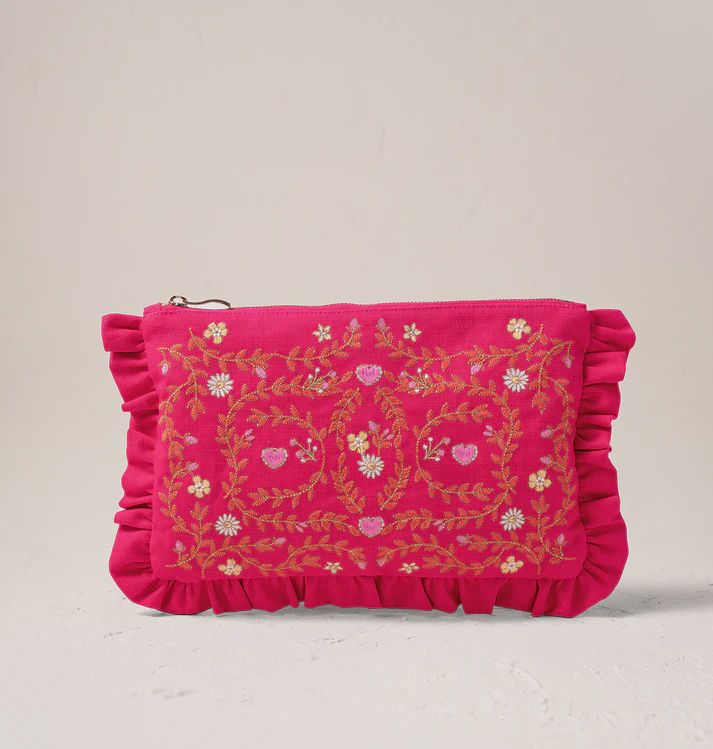 Mediterranean Garden Pink Cotton Everyday  Pouch