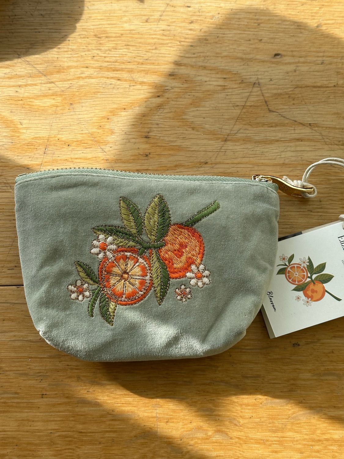 Orange Blossom Sage Velvet Coin Purse