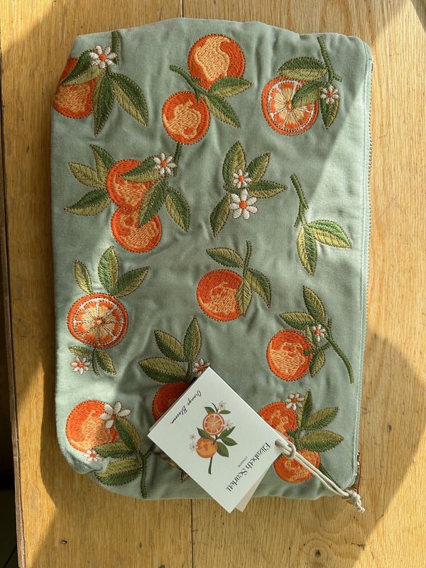 Orange Blossom Sage Velvet Everyday Pouch